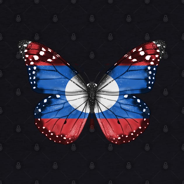 Lao Flag  Butterfly - Gift for Lao From Laos by Country Flags